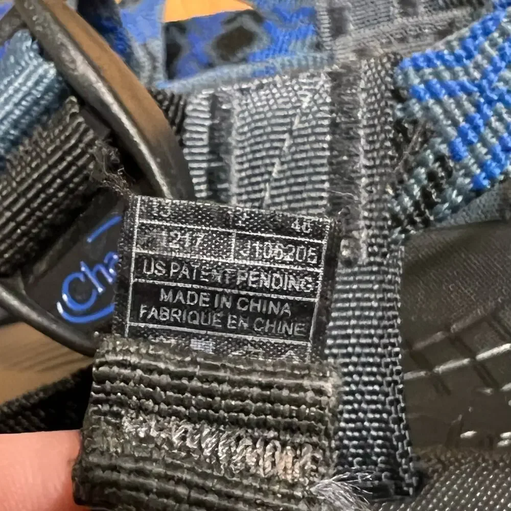 Chaco Z/2 EcoTread Blue Black Tribal Abstract Rafting Hiking Sandals Men Size 13
